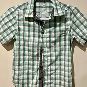Wonder Nation Green and Gray Casual Button Down Shirt
